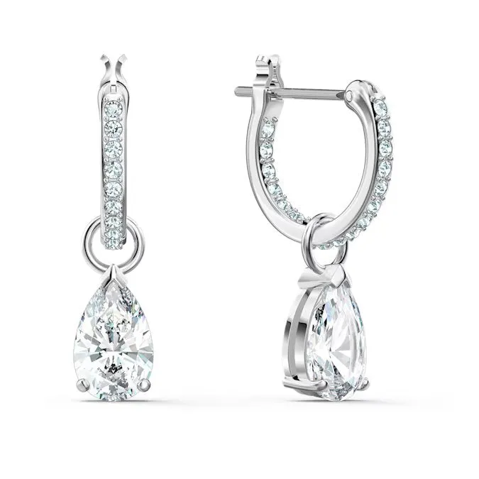 SWAROVSKI Attract drop earrings 5563119, Pear cut, White, Rhodium plated
