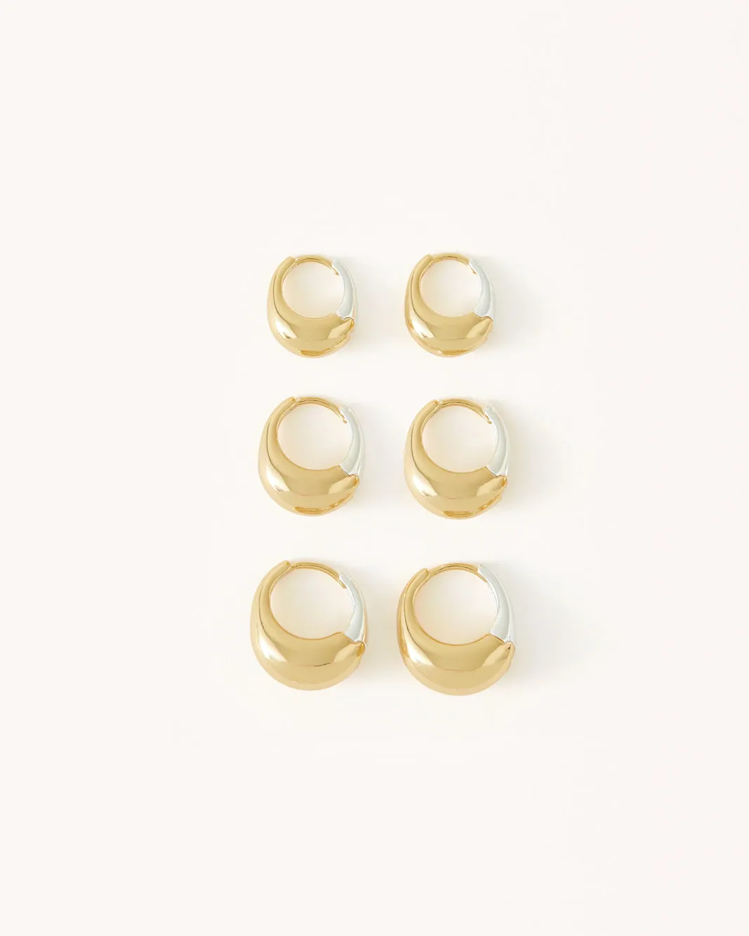 TALULLA 3 PACK EARRINGS - GOLD PLATED 18K