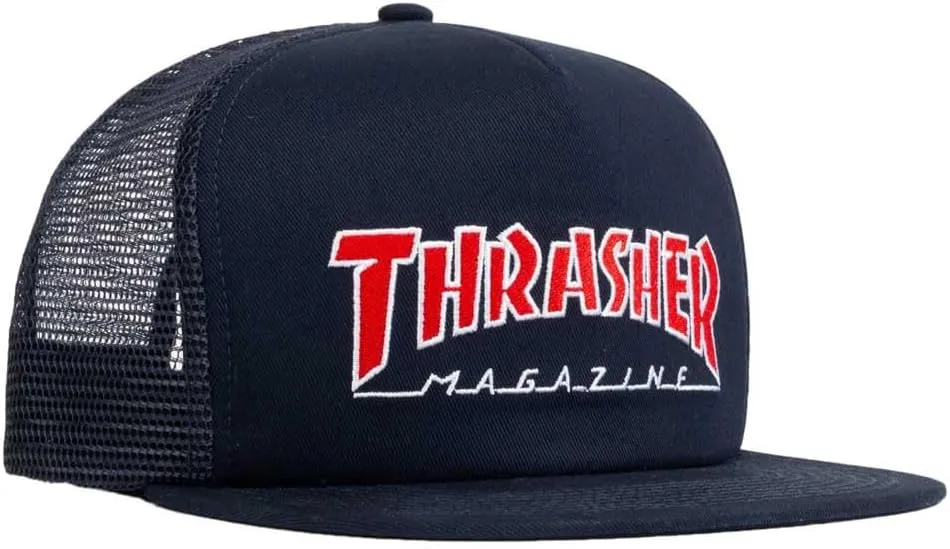 Thrasher Embroidered Outlined Mesh Hat - Navy Blue