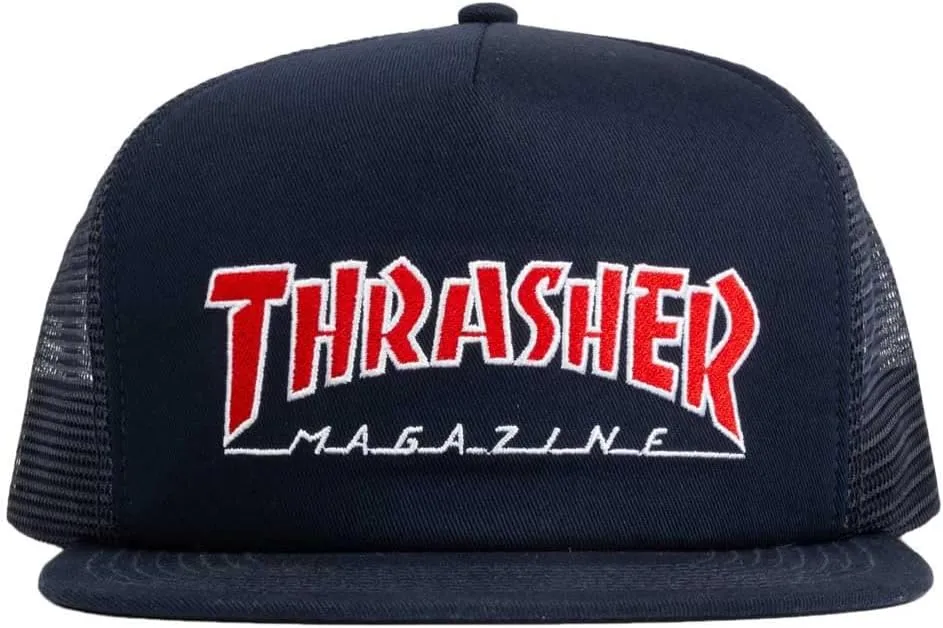 Thrasher Embroidered Outlined Mesh Hat - Navy Blue