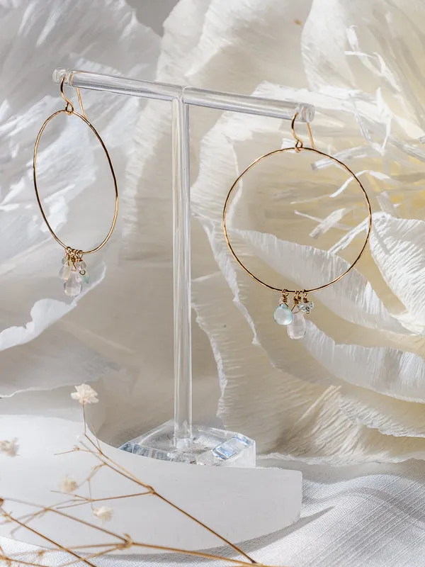 Vannucci Gold Multi Stone Hoop Earrings