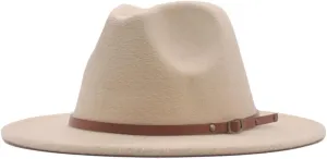 VESNIBA Womens Fedora Panama Wool Belt Classic Hat Buckle Hat Floppy Wide Caps Chew Hat