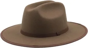 Women's Woolen Jazz Fedora Hat Wide Flat Brim Soft Bowler Cap Outdoor Travel Party Hat Light Brown 56to58cm