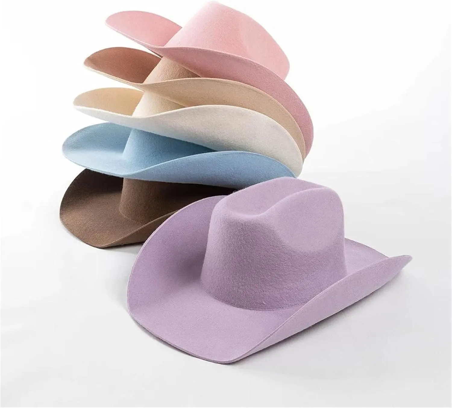 Wool Western Cowboy Caps Women Men Casual Felt Cowgirl Hat Outdoor Warm Concave Shape Fedoras Top Hat