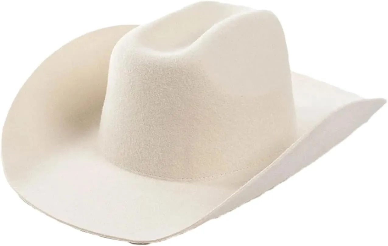 Wool Western Cowboy Caps Women Men Casual Felt Cowgirl Hat Outdoor Warm Concave Shape Fedoras Top Hat