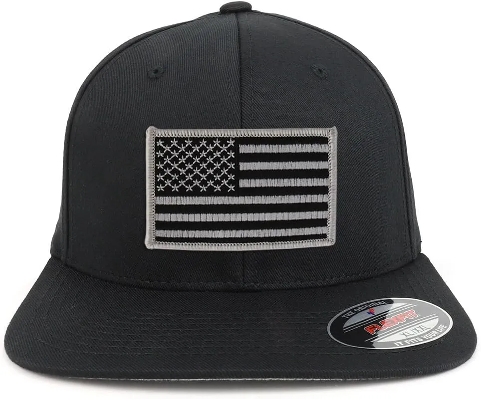 XXL USA American Flag Embroidered Iron On Patch Flexfit Cap